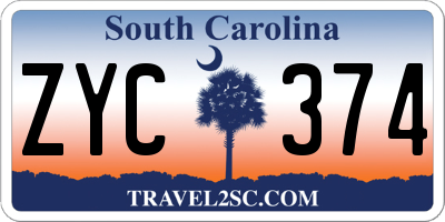 SC license plate ZYC374