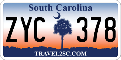 SC license plate ZYC378