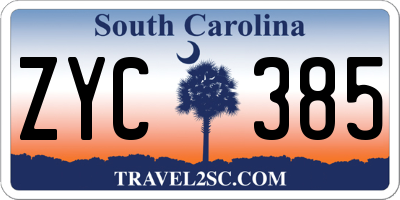 SC license plate ZYC385