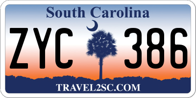 SC license plate ZYC386