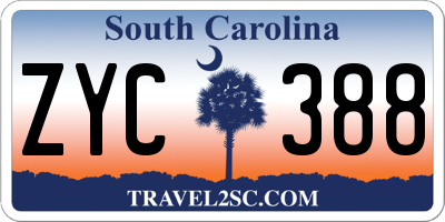 SC license plate ZYC388
