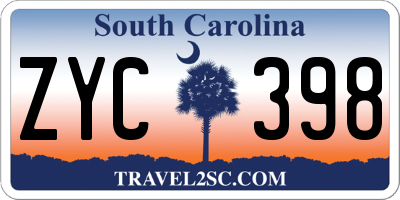 SC license plate ZYC398