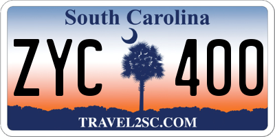 SC license plate ZYC400