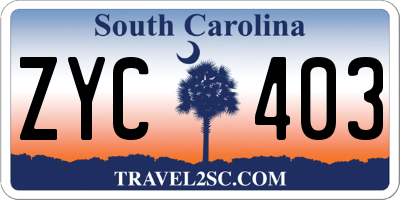 SC license plate ZYC403