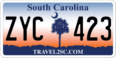 SC license plate ZYC423