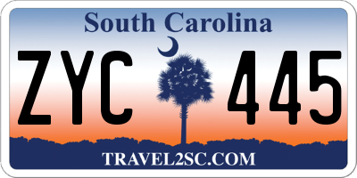 SC license plate ZYC445