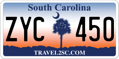 SC license plate ZYC450