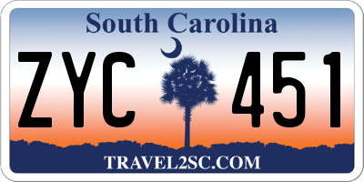 SC license plate ZYC451