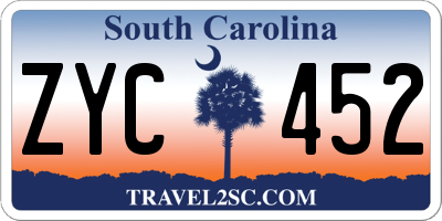 SC license plate ZYC452