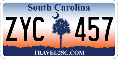 SC license plate ZYC457