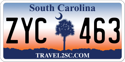 SC license plate ZYC463