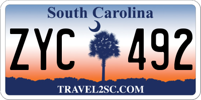 SC license plate ZYC492
