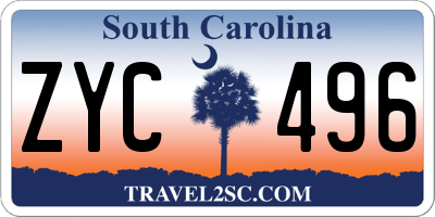 SC license plate ZYC496
