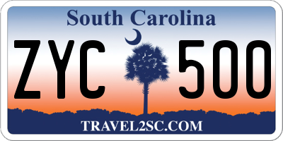 SC license plate ZYC500