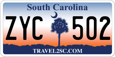SC license plate ZYC502