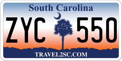 SC license plate ZYC550