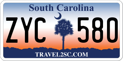 SC license plate ZYC580