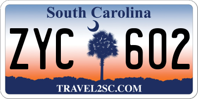 SC license plate ZYC602