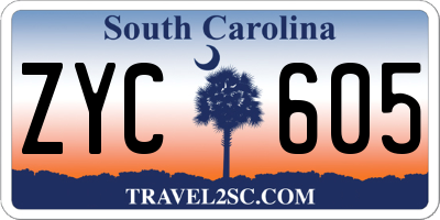 SC license plate ZYC605