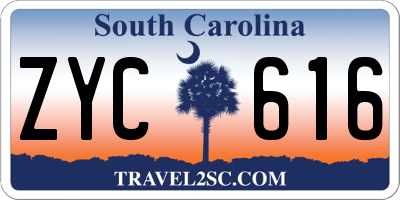 SC license plate ZYC616