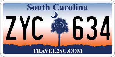 SC license plate ZYC634