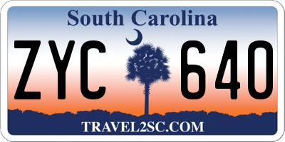 SC license plate ZYC640