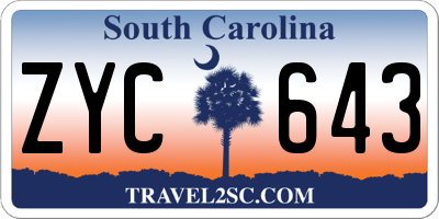 SC license plate ZYC643