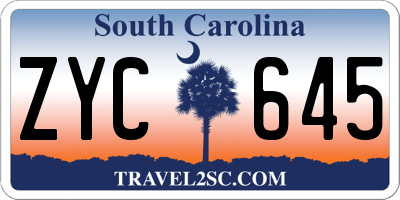 SC license plate ZYC645