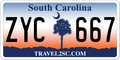 SC license plate ZYC667