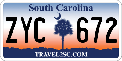 SC license plate ZYC672