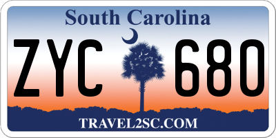 SC license plate ZYC680