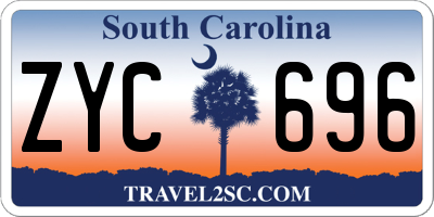 SC license plate ZYC696