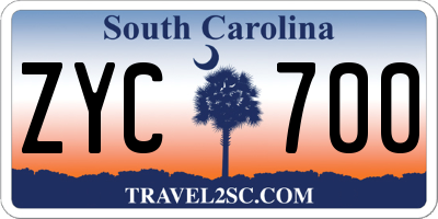 SC license plate ZYC700