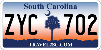 SC license plate ZYC702