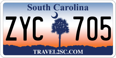 SC license plate ZYC705