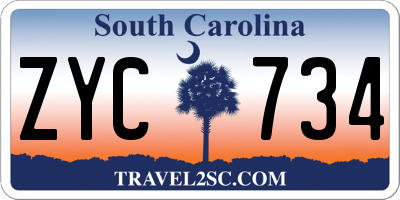 SC license plate ZYC734