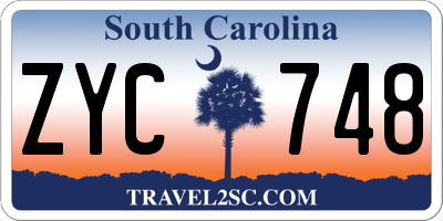 SC license plate ZYC748