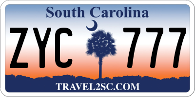 SC license plate ZYC777