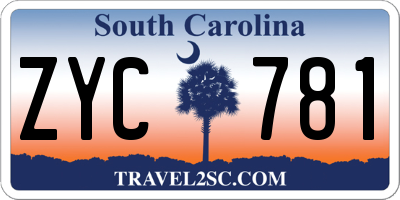 SC license plate ZYC781
