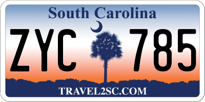 SC license plate ZYC785