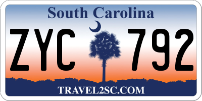 SC license plate ZYC792