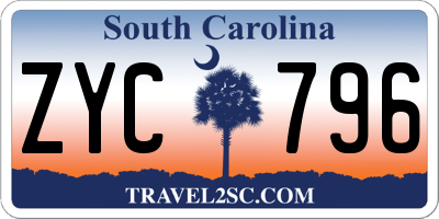 SC license plate ZYC796