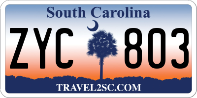 SC license plate ZYC803