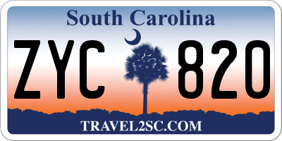 SC license plate ZYC820