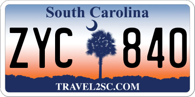 SC license plate ZYC840