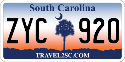 SC license plate ZYC920