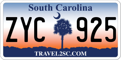 SC license plate ZYC925