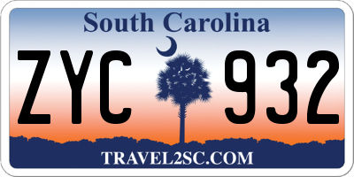 SC license plate ZYC932