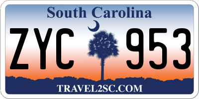 SC license plate ZYC953