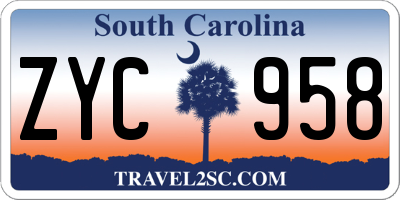 SC license plate ZYC958